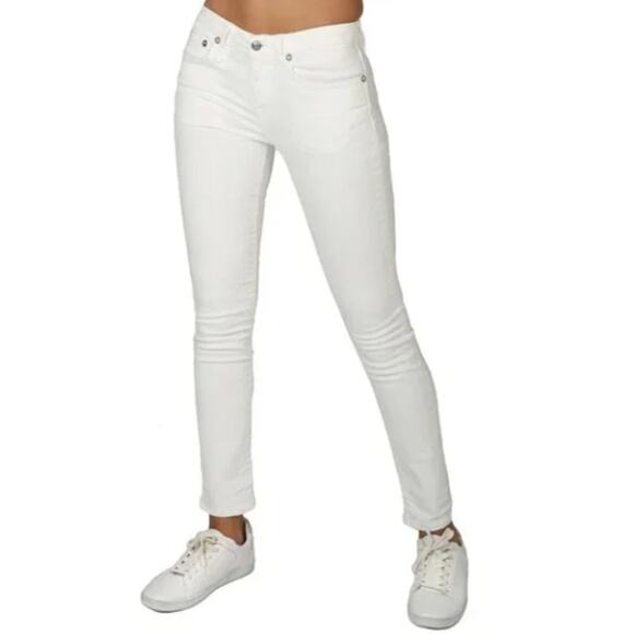 R13 Alison Crop Skinny Jeans Womens Size 30 Stretch Denim Distressed Hem Coastal - Picture 1 of 16
